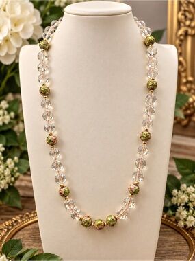 Midnight Blue Glow Crystal & Vintage Cloisonné 24” Necklace – Aprilsplace